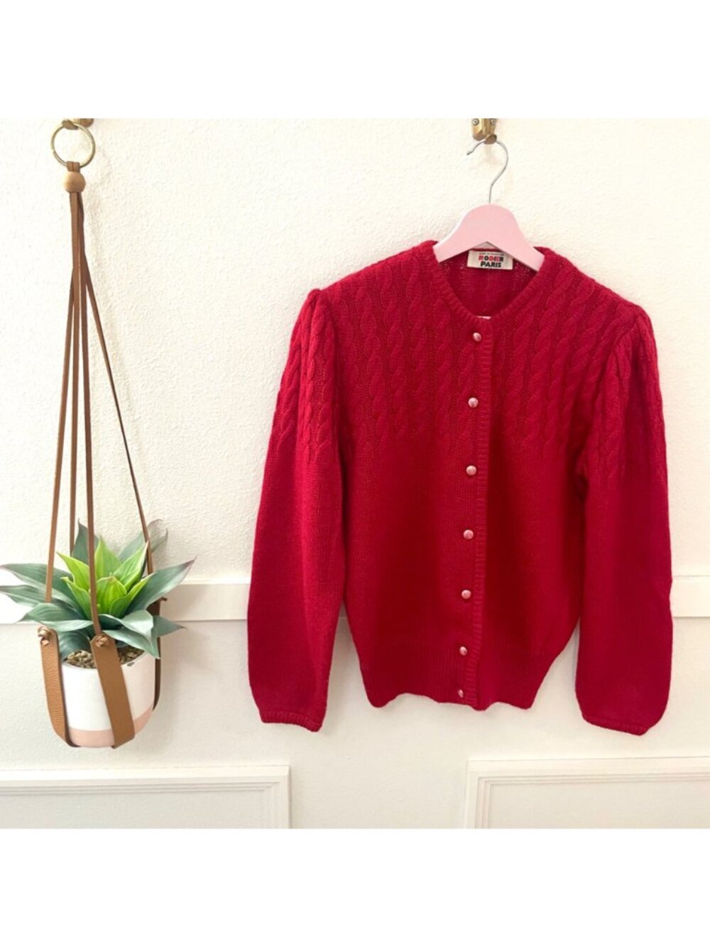 Rodier Paris Vintage Red Cardigan Size M Wool Blend - Picture 2 of 8